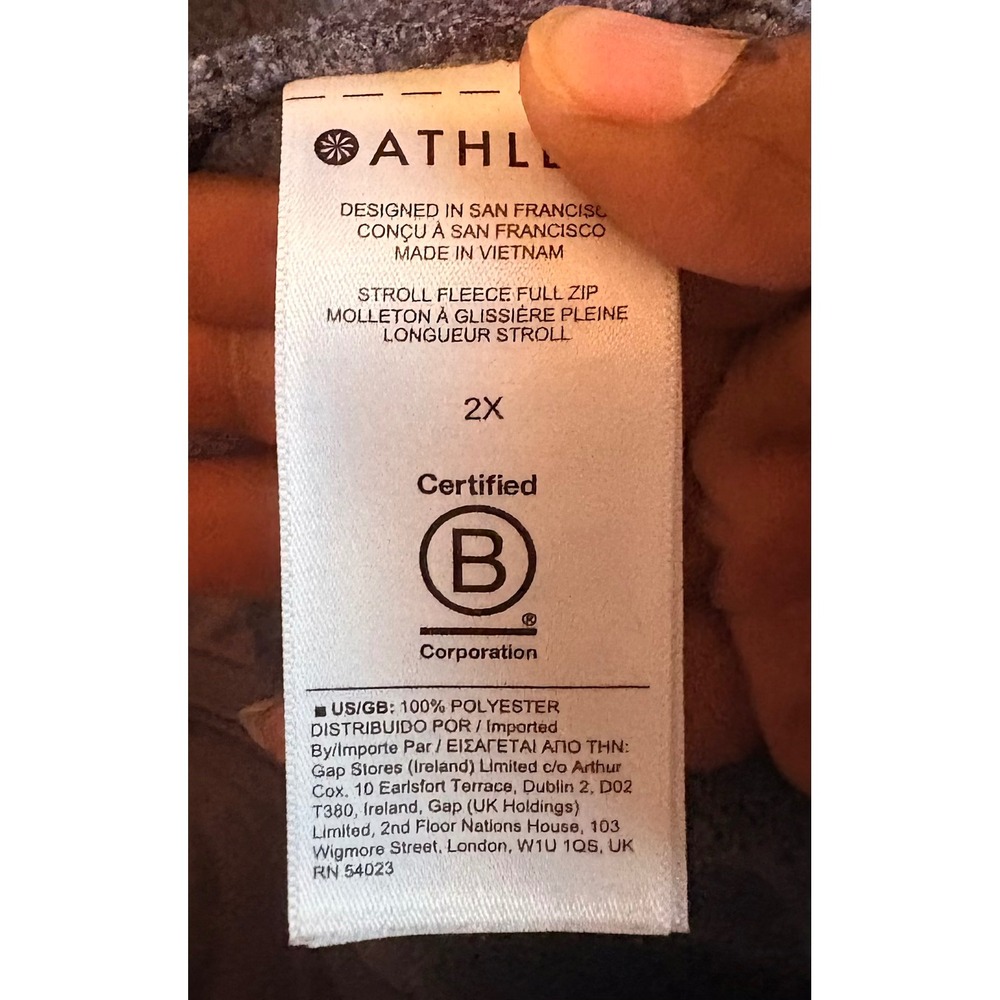 ATHLETA Blue Herringbone Stroll Fleece Full Zip‎ Jacket Women Plus Size 2X - Picture 9 of 10